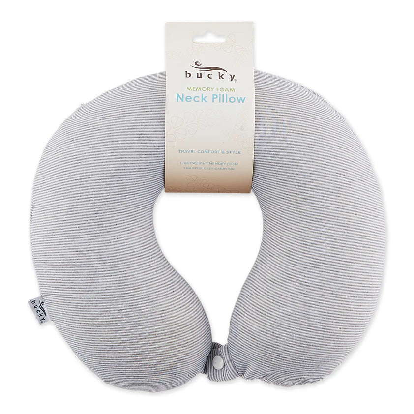 Memory Foam Neck Pillow - Gray Stripe