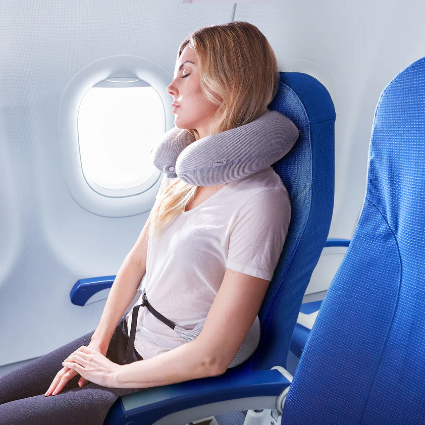 Memory Foam Neck Pillow - Gray Stripe