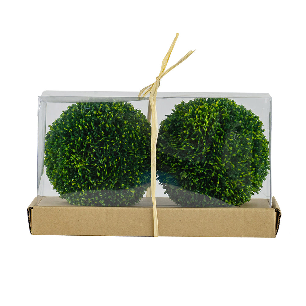 S/2 6" Boxwood Decorative Spheres
