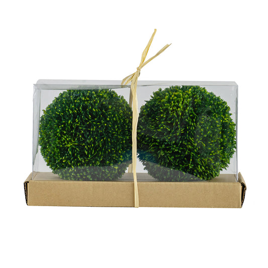S/2 6" Boxwood Decorative Spheres
