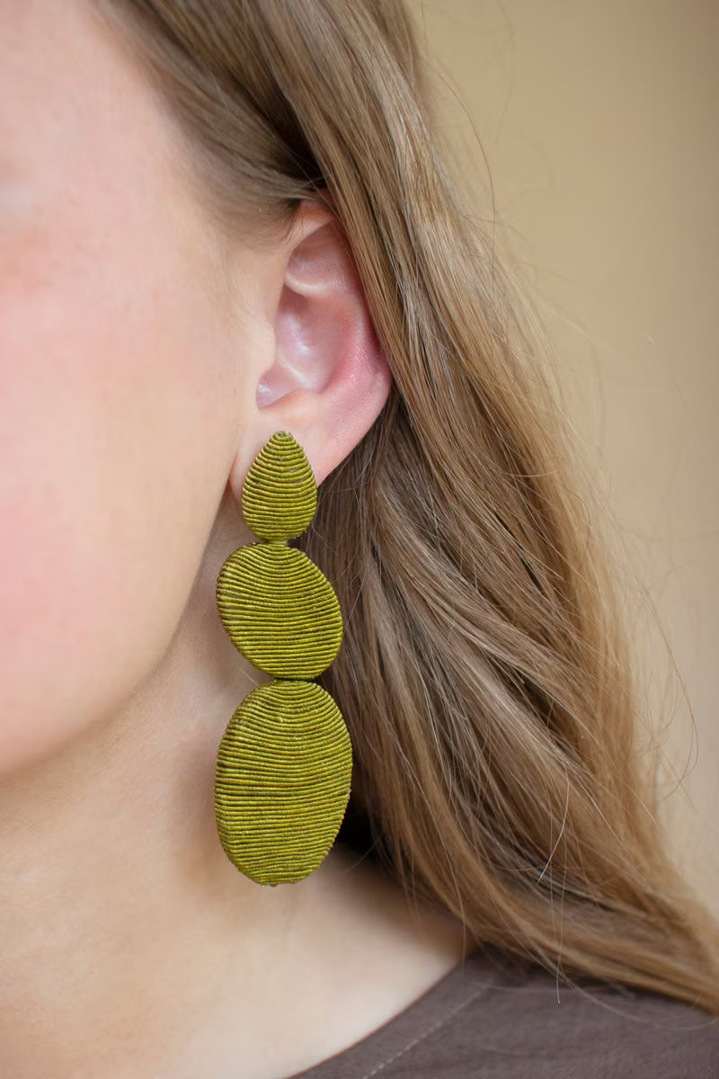 Chartreuse Fabricwrapped Earrings