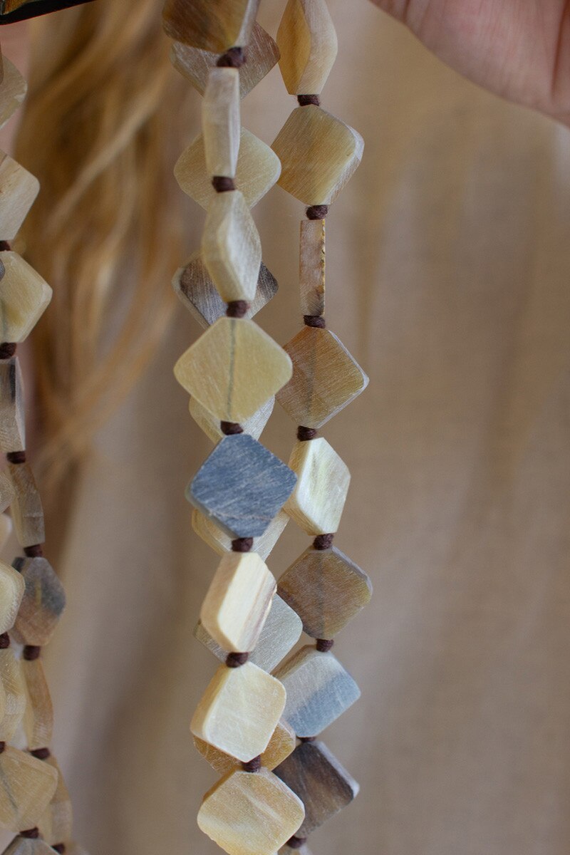 Light Multi-Layered Horn Bead Necklace