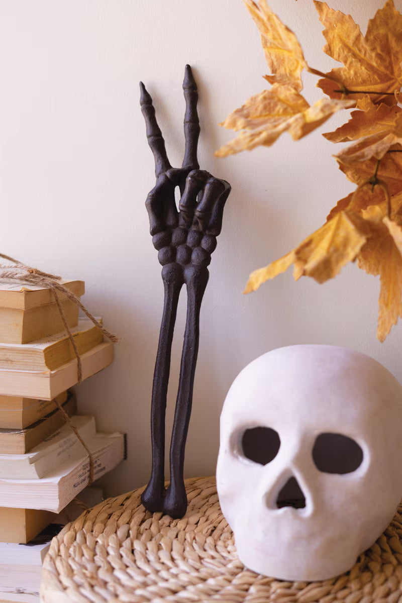 Cast Iron Skeleton Peace Sign