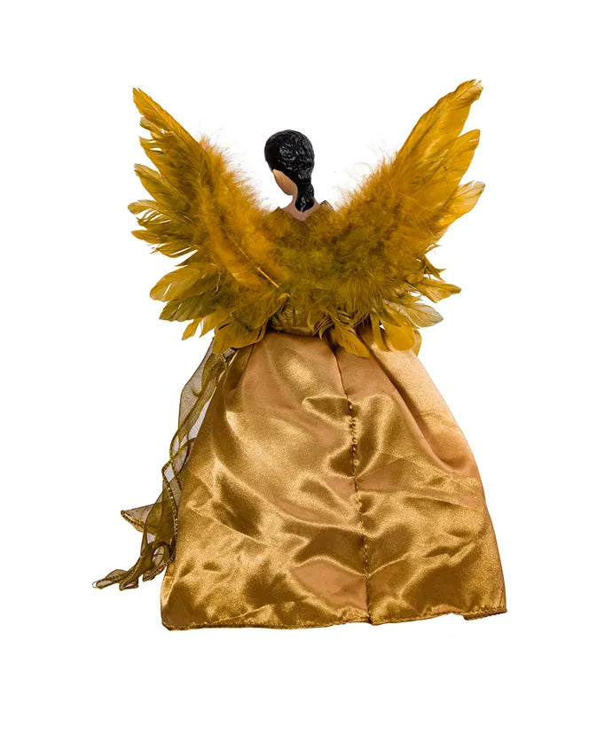 13" UL 10-Light African American Gold Angel Treetop