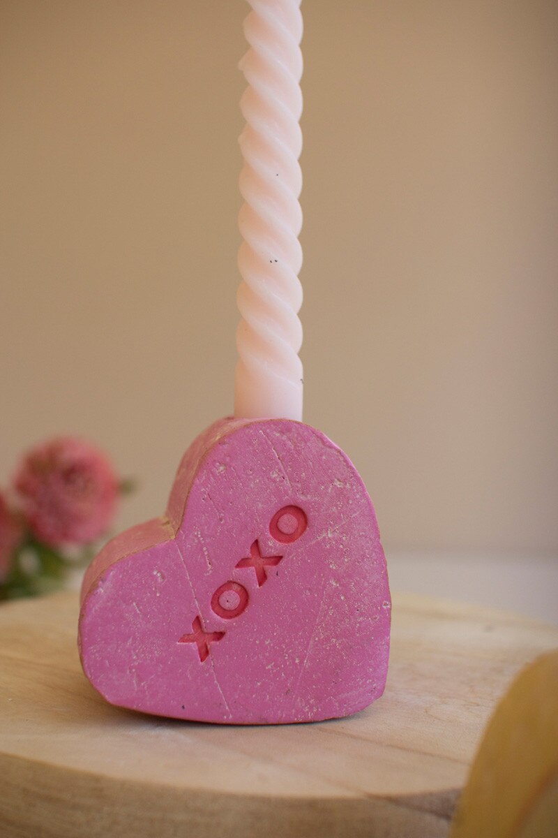 Set of 3 Clay Conversation Heart Candle Holders