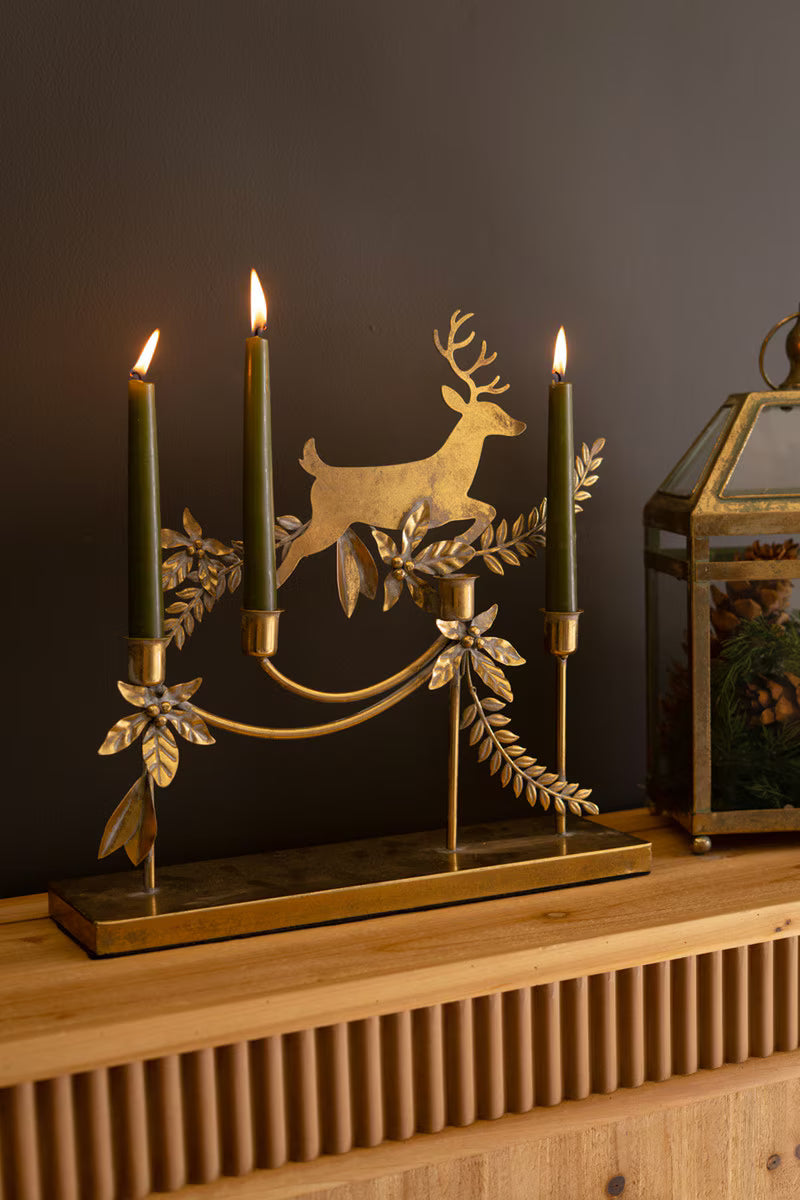 Metal Reindeer Taper Candelabra