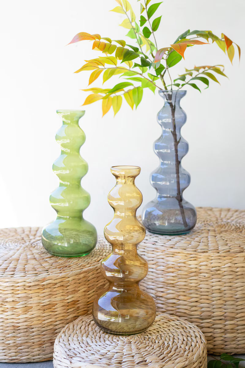 Blue Small Glass Bubble Vase