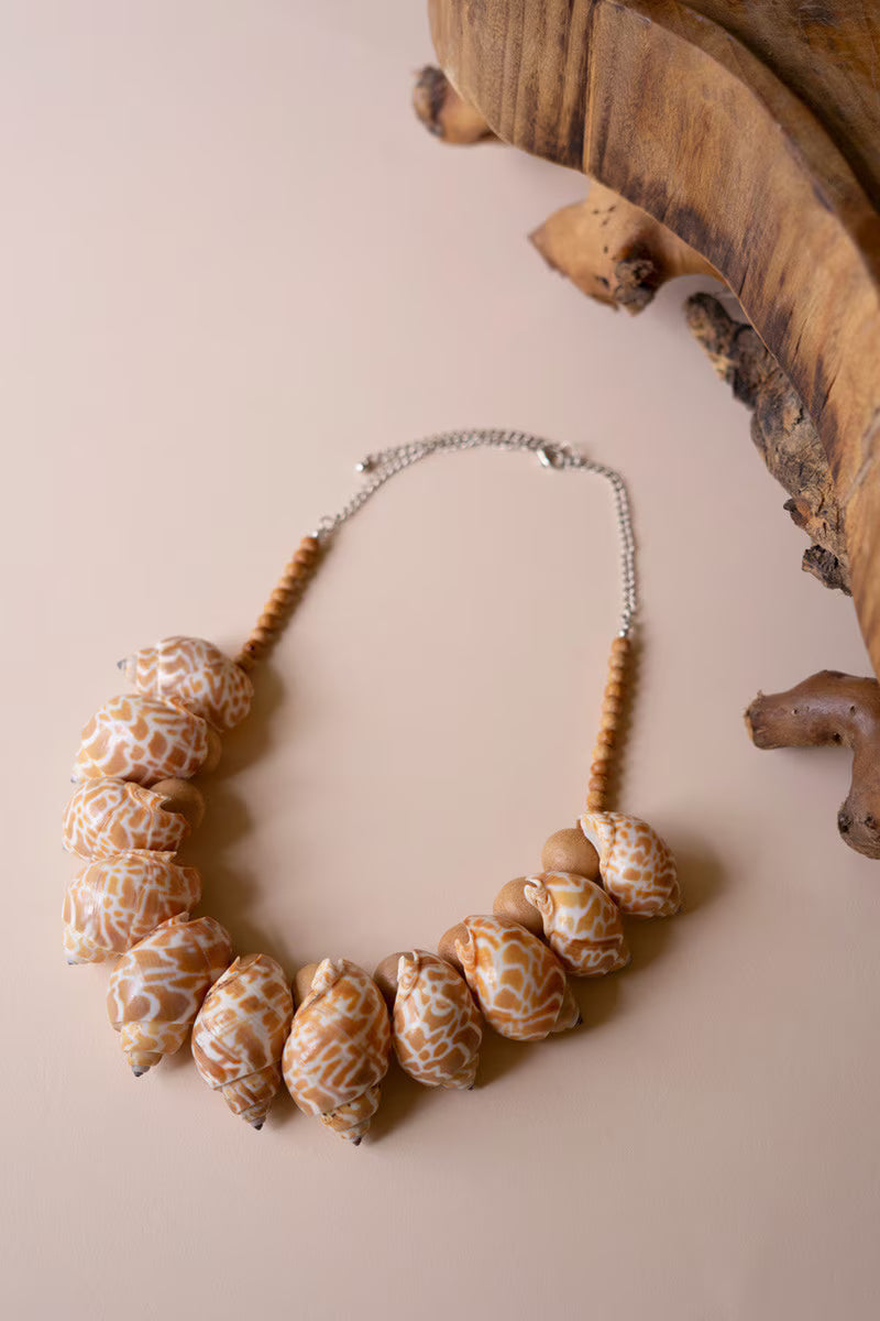 Shell and Wood Bead Necklace