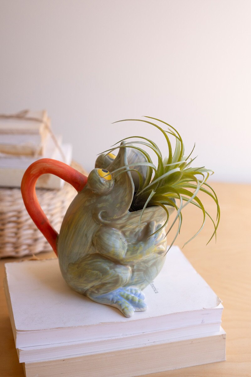 Ceramic Frog Pitcher Vase