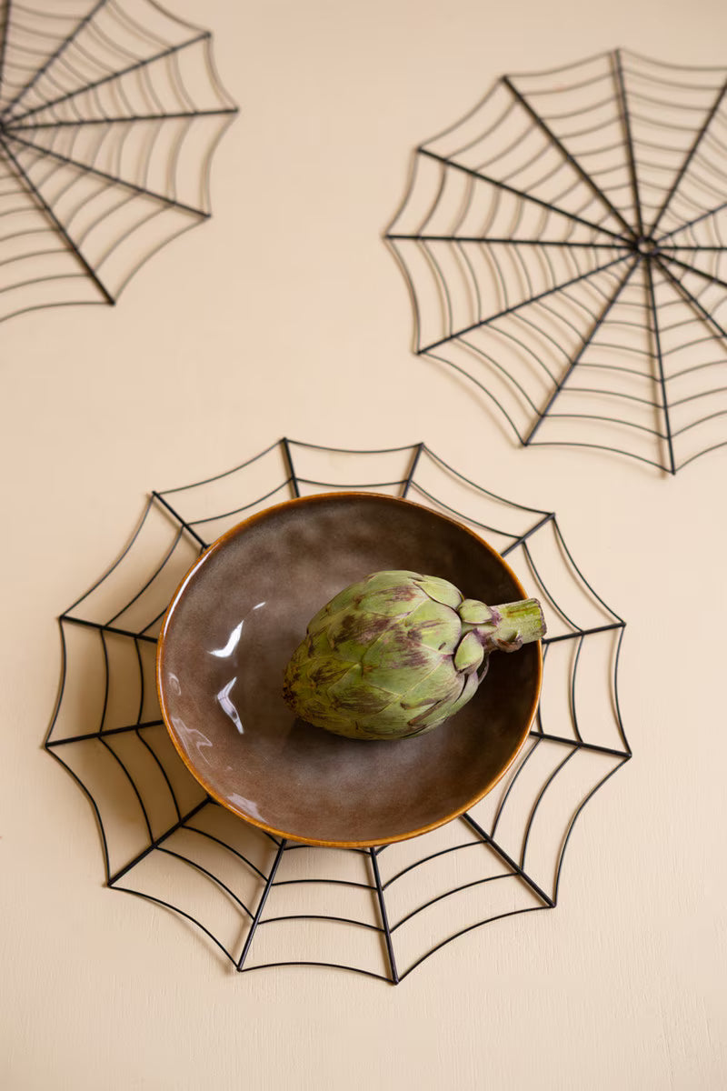Set of 4 Black Wire Spider Web Placemats