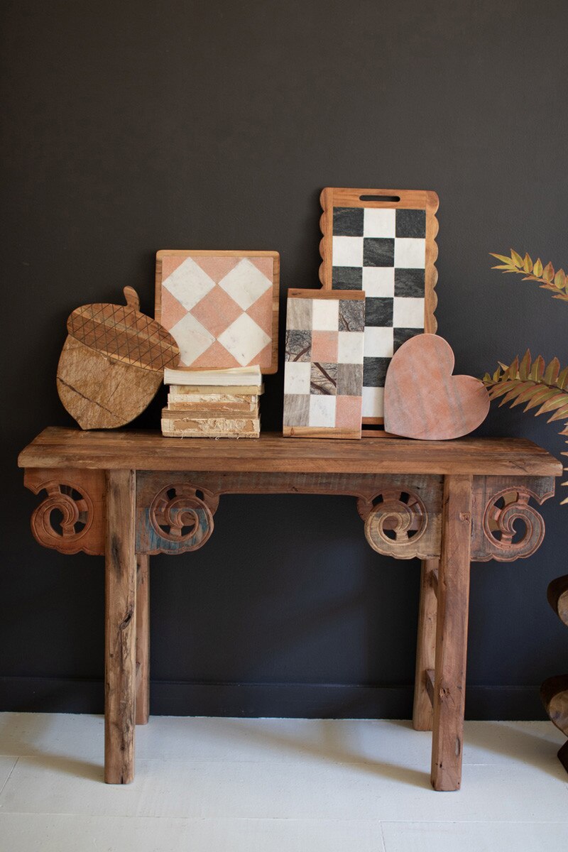 Rectangle Marble and Wood Checkered Serving Board