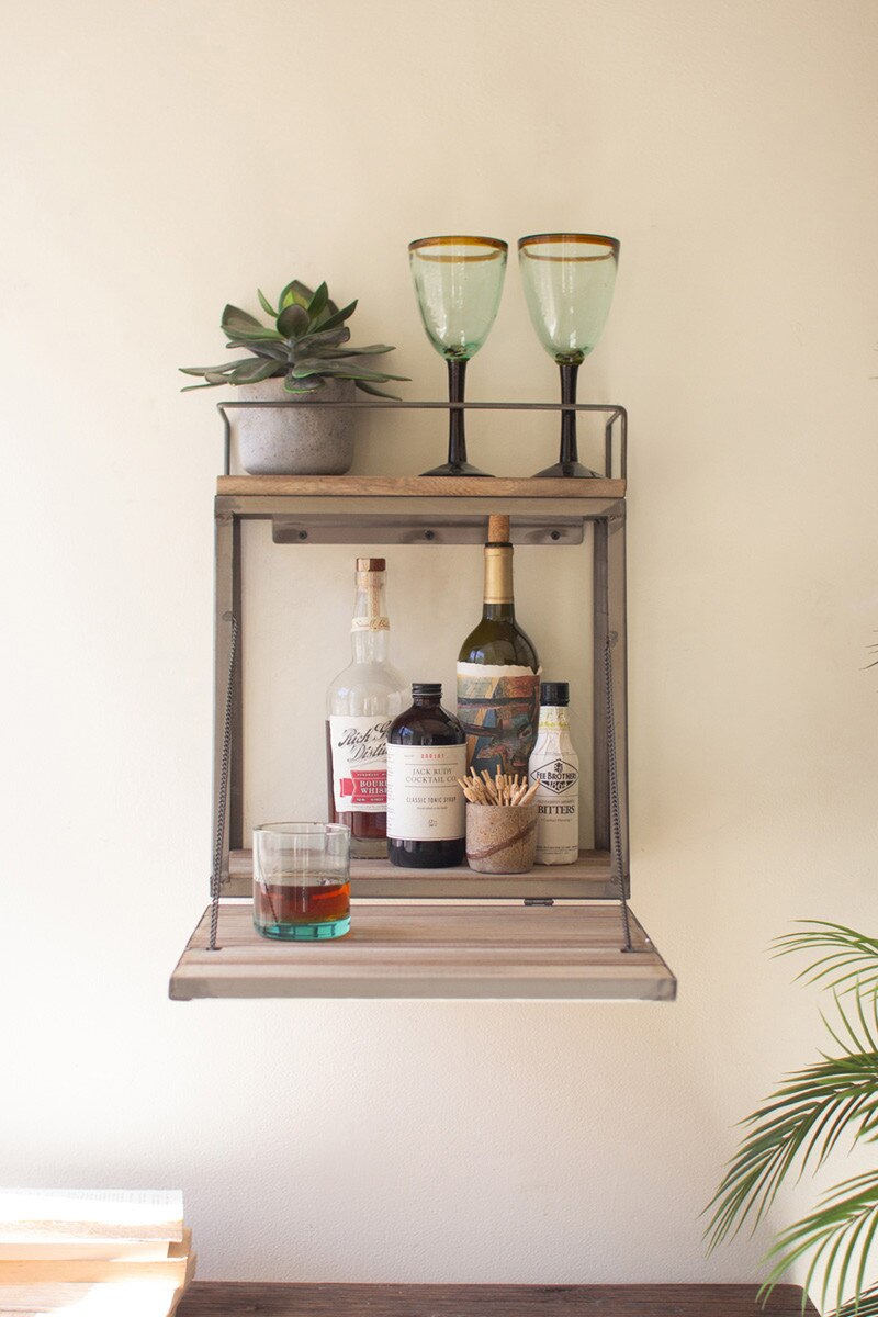 Wall Bar with Fold Down Shelf
