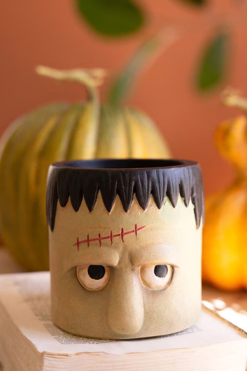 Set of 2 Frankenstein and Bride Resin Planters