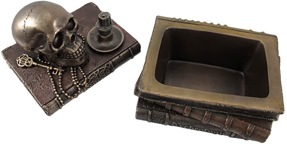 Wizard's Study Trinket Box With Skull And Candle