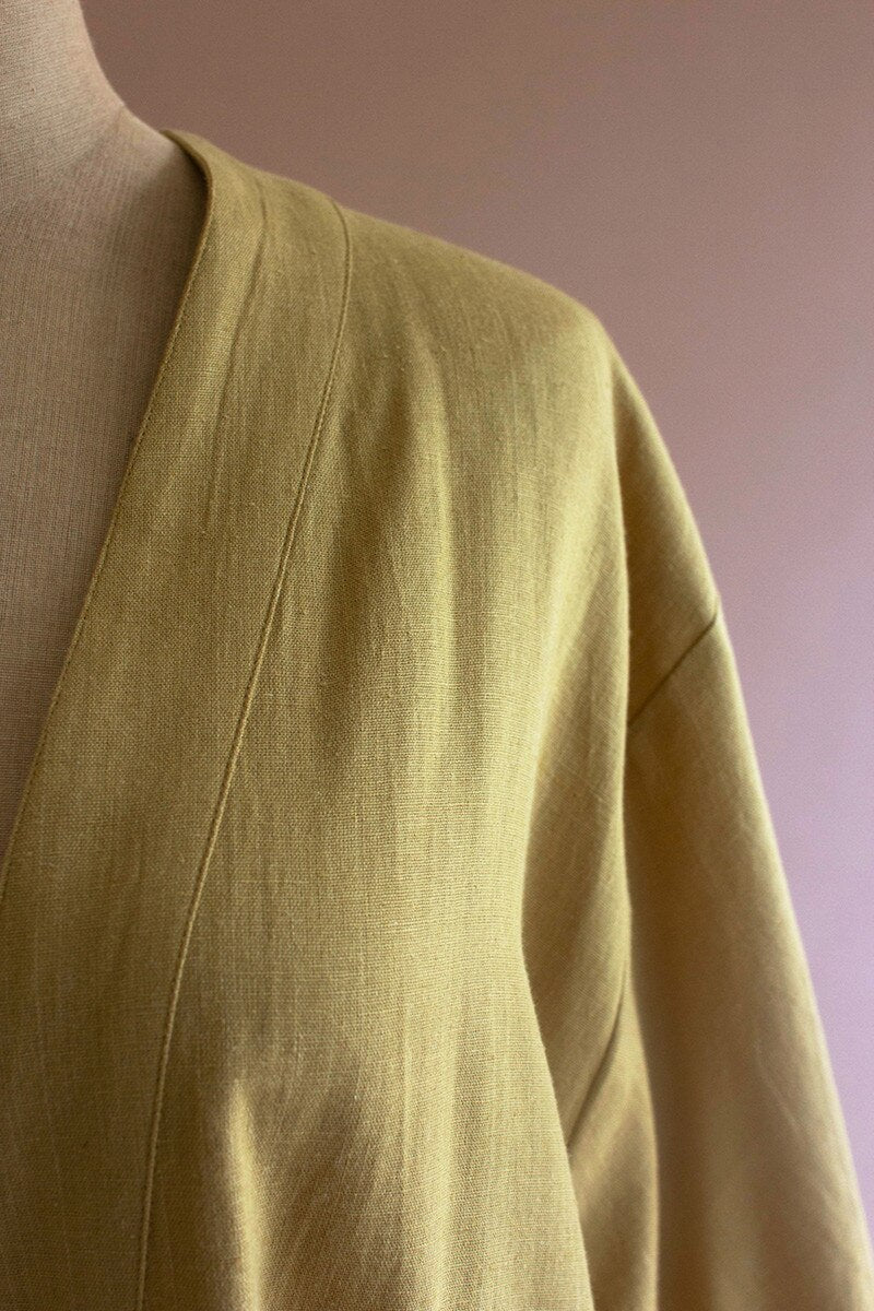 Pistachio Short Kimono with Front Pockets