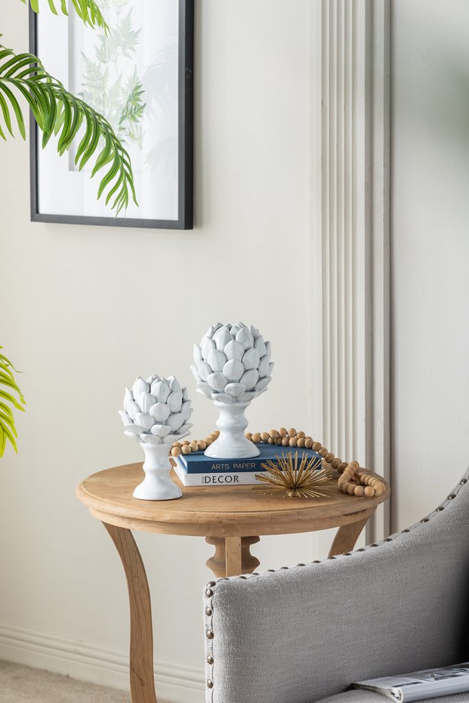 5x10" White Ceramic Artichoke Sculpture
