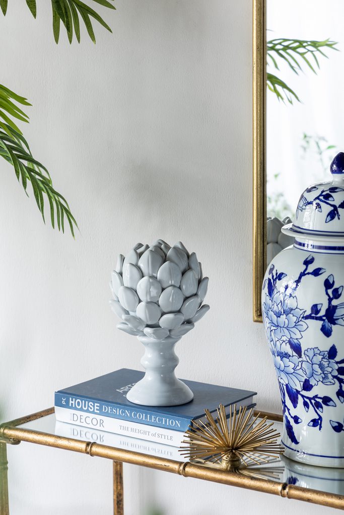 5x10" White Ceramic Artichoke Sculpture