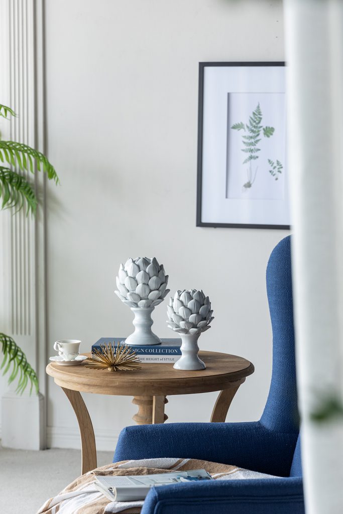 5x10" White Ceramic Artichoke Sculpture