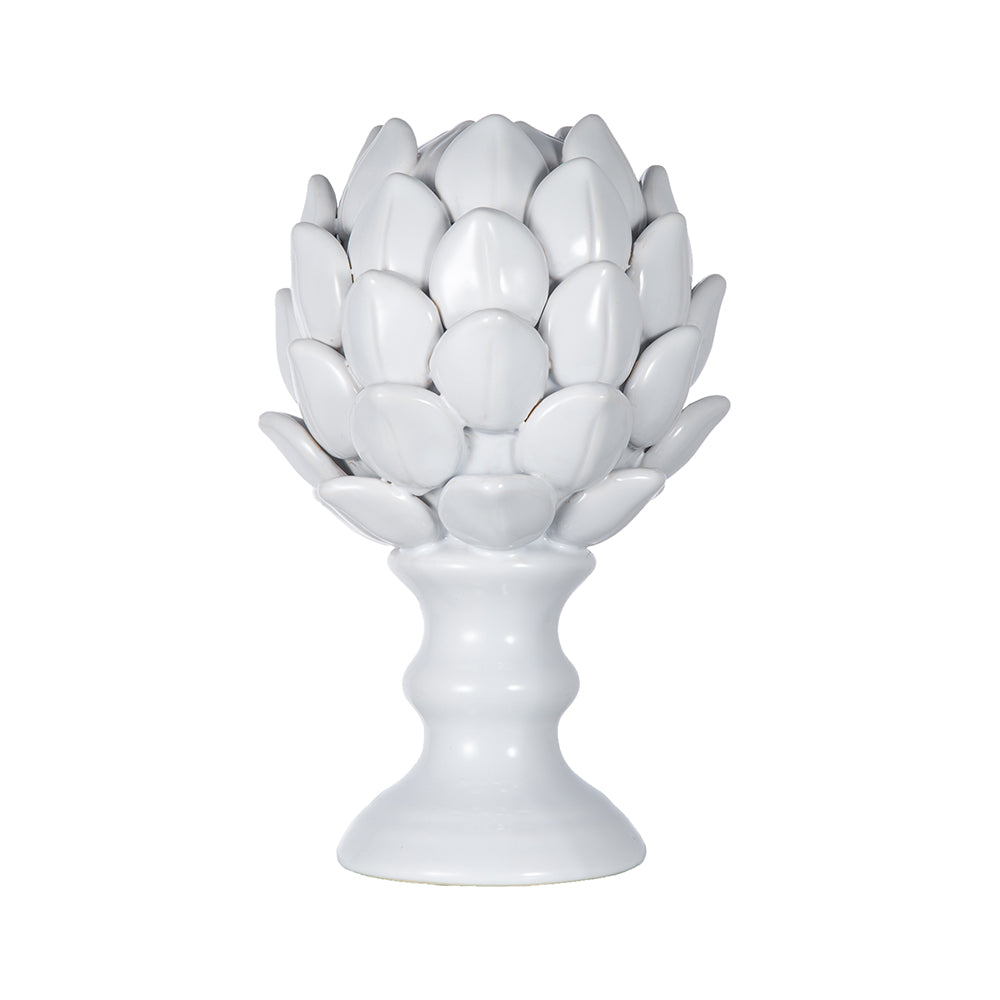 5x10" White Ceramic Artichoke Sculpture
