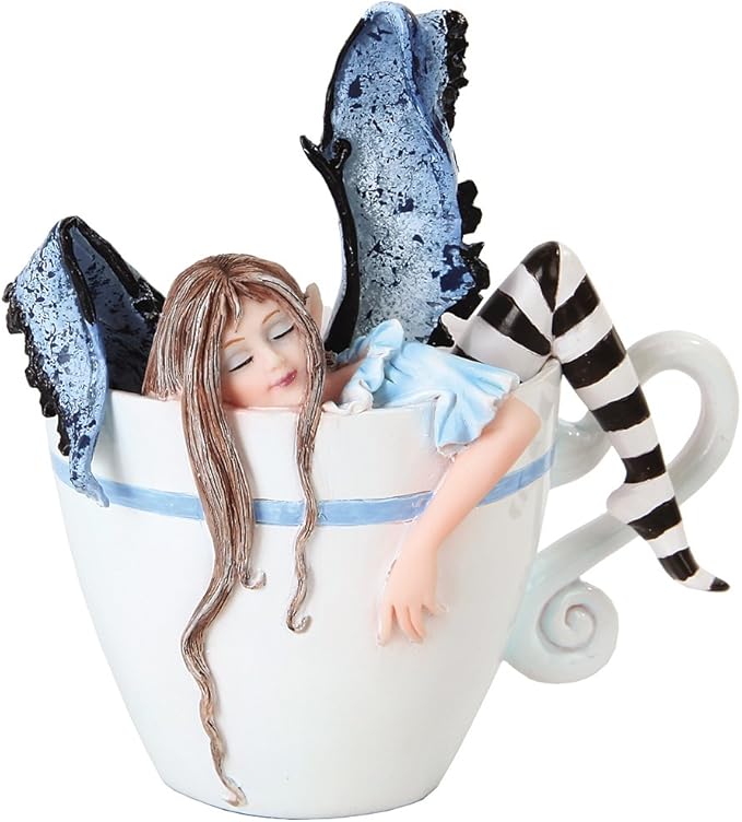 I Need Coffee Fairy Sleeping in Cup Statue Figurine