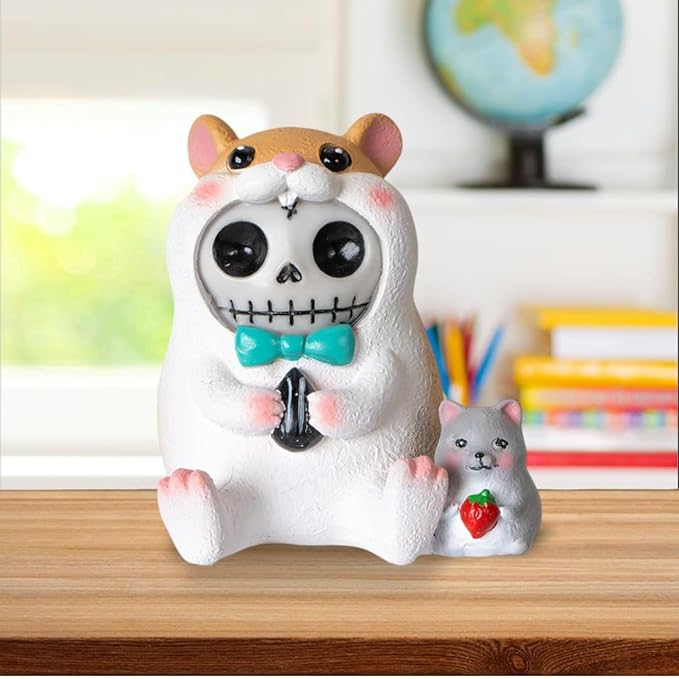 Signature Skeleton in Adorable Hamster Costume with Tiny Mouse Friend