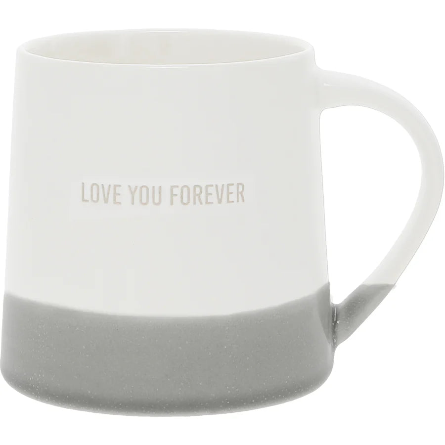 Love You Forever 17oz Organic Shaped Gray Dipped Stamped Letter Novelty Coffee Mug