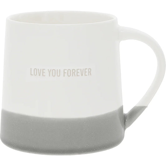 Love You Forever 17oz Organic Shaped Gray Dipped Stamped Letter Novelty Coffee Mug