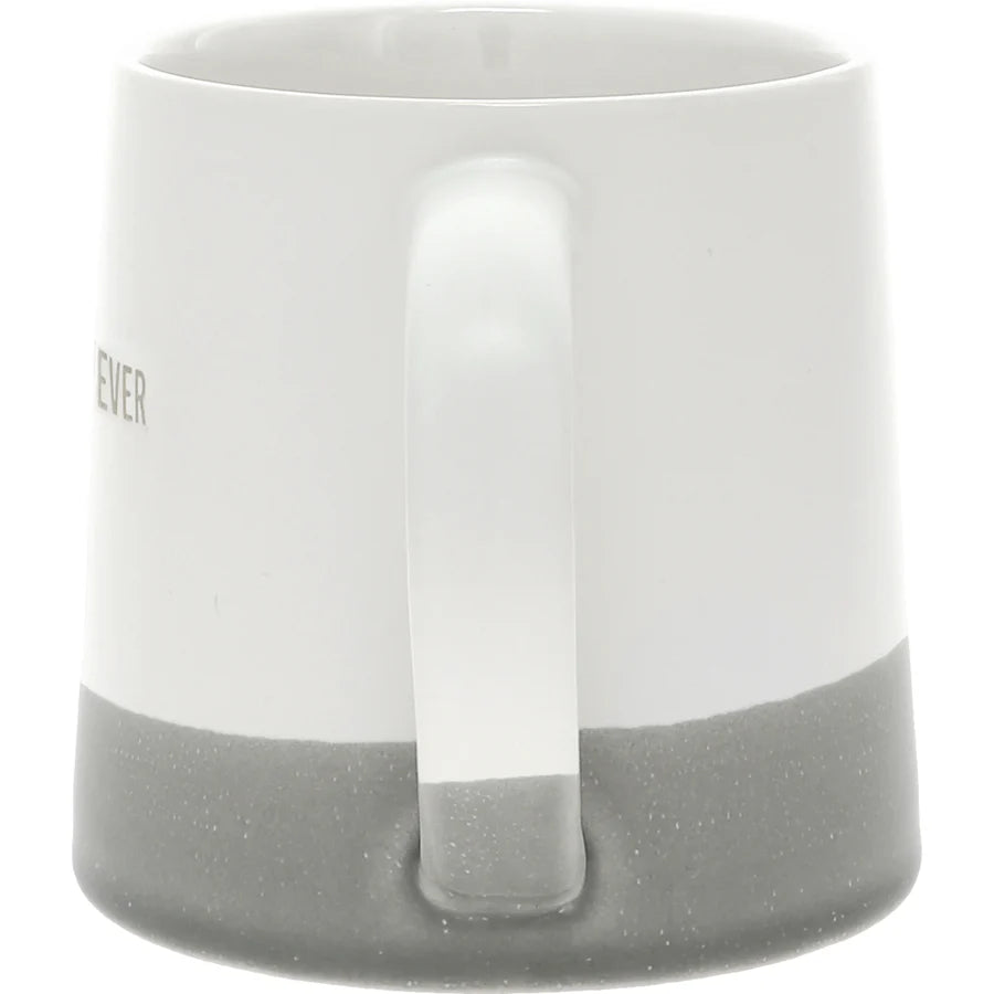 Love You Forever 17oz Organic Shaped Gray Dipped Stamped Letter Novelty Coffee Mug