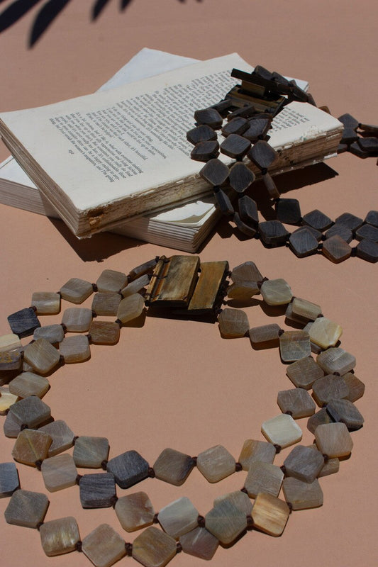 Light Multi-Layered Horn Bead Necklace