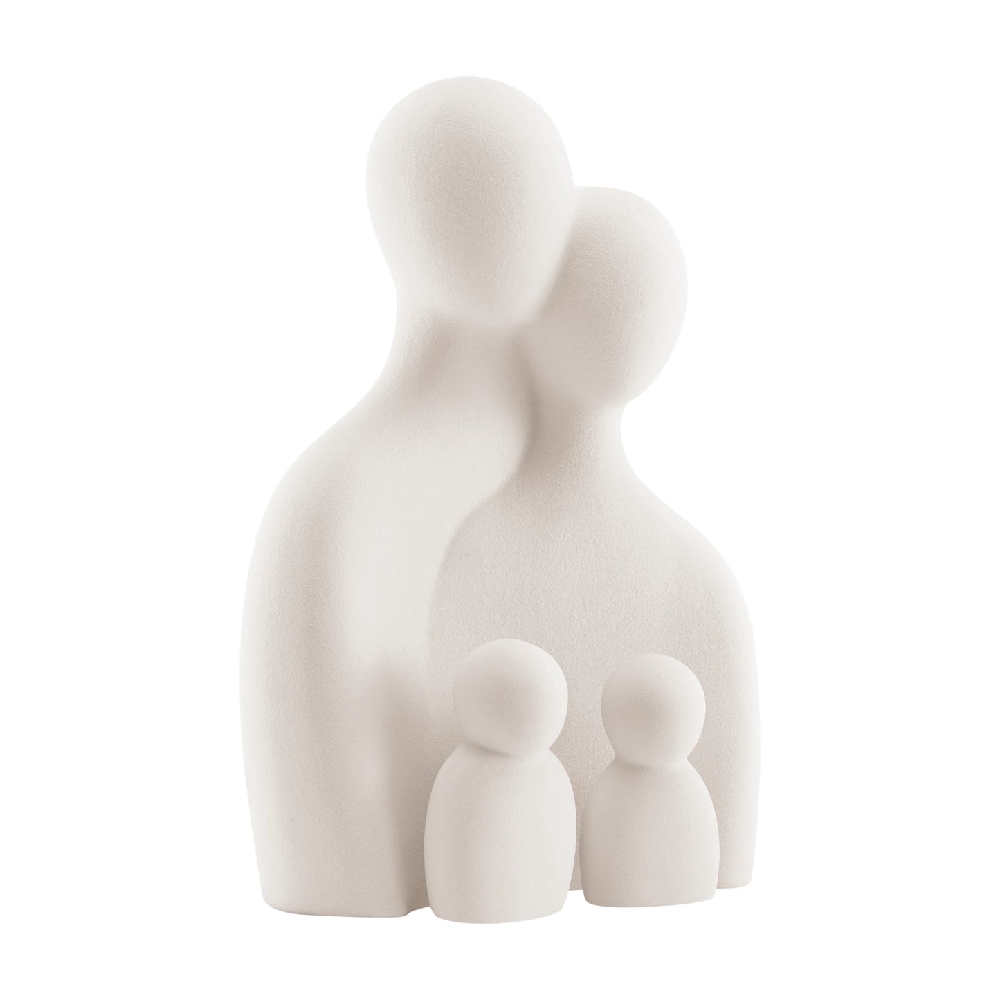 Hans Cream Abstract Nesting Three Piece Family of 4 Decorative Accent Matte Ceramic Sculpture Figure Set