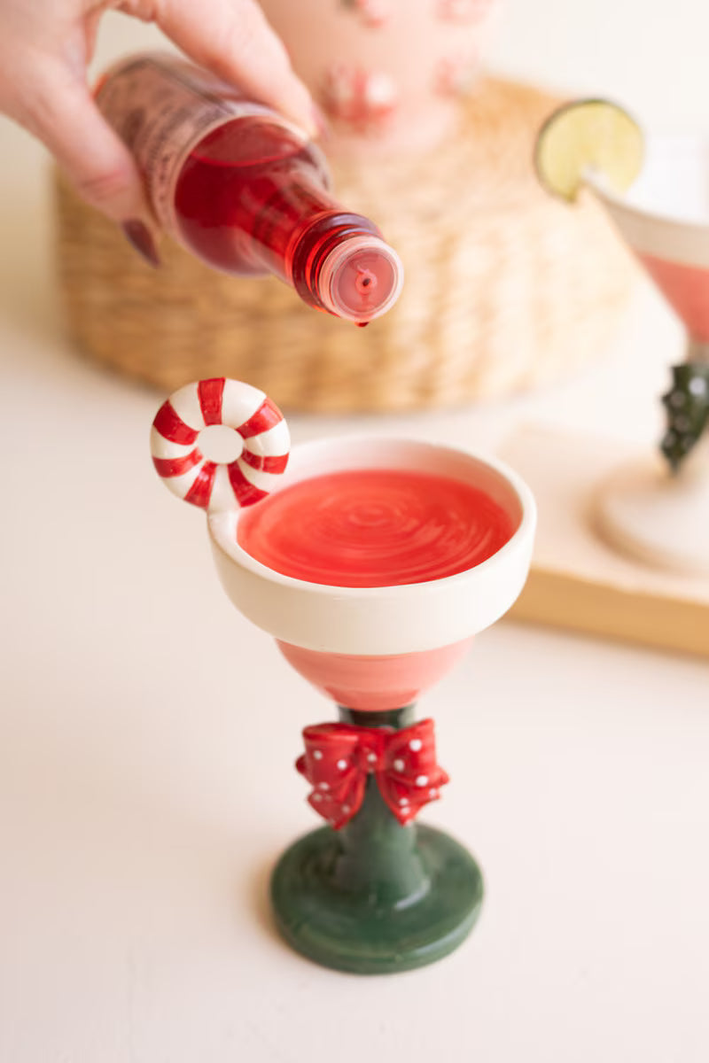 Set of 2 Novelty Ceramic Christmas Martini Glasses