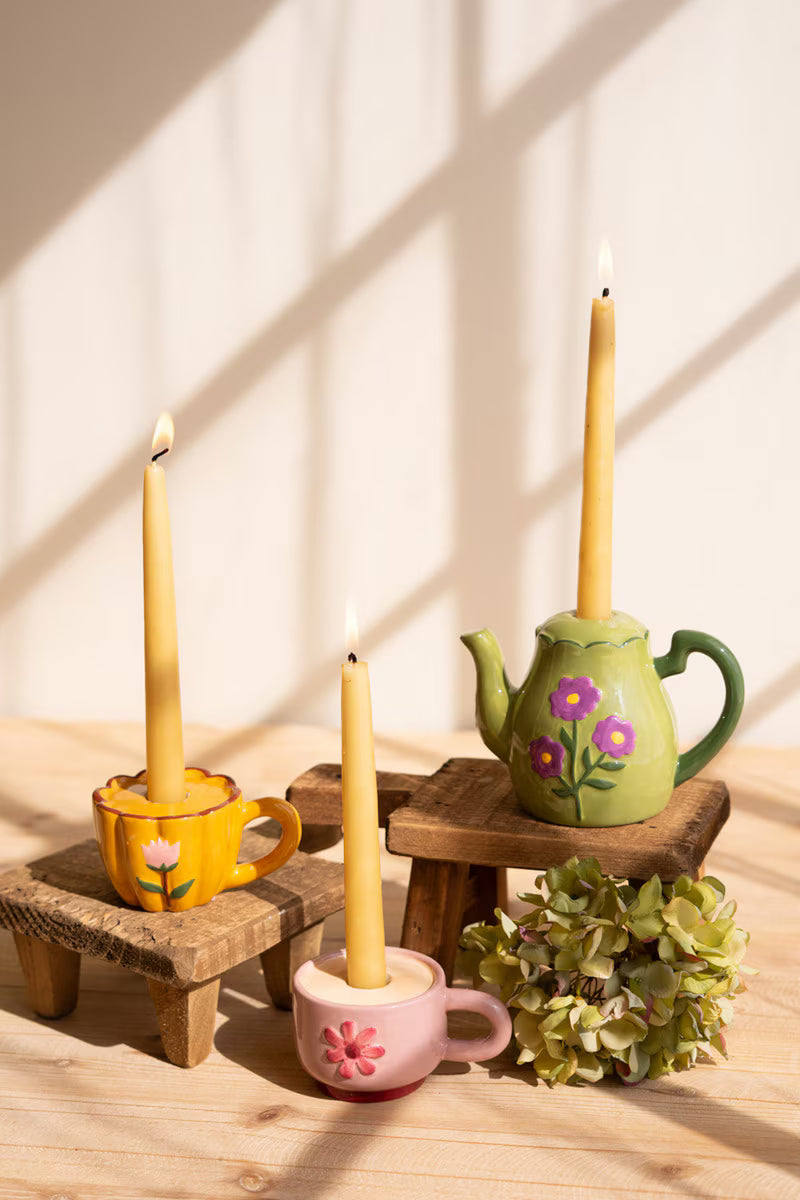 Set of 3 Tea Set Taper Candle Holders