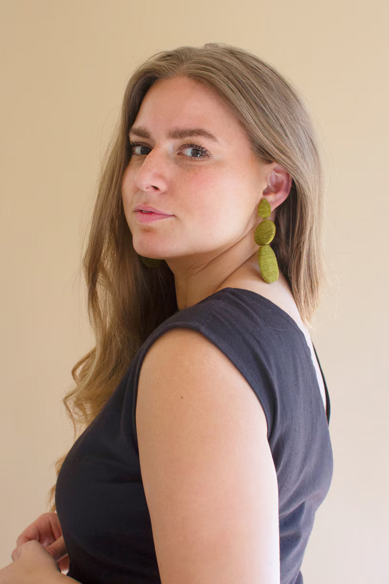 Chartreuse Fabricwrapped Earrings