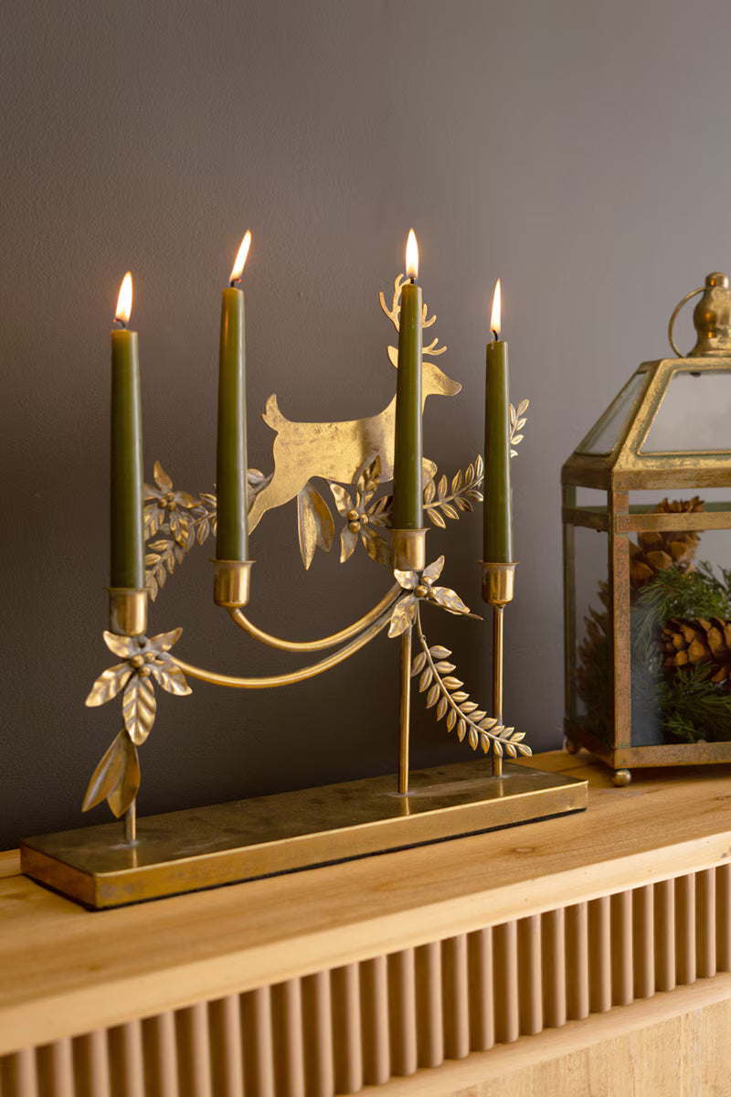 Metal Reindeer Taper Candelabra