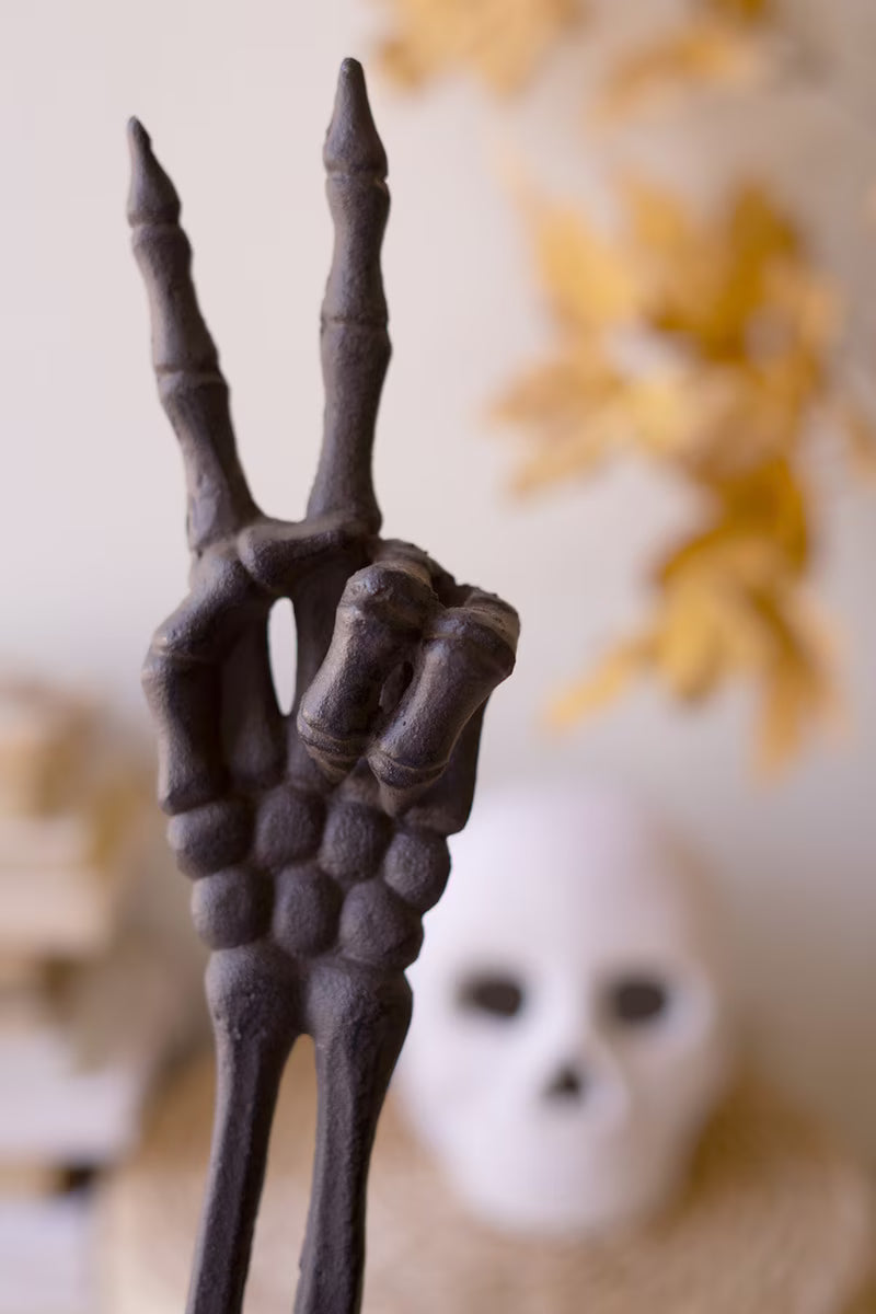 Cast Iron Skeleton Peace Sign
