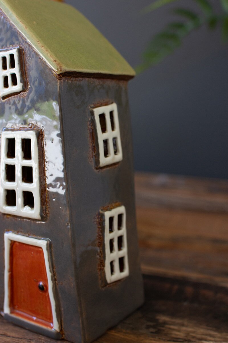 Set of 3 Wonky Ceramic House Luminaries