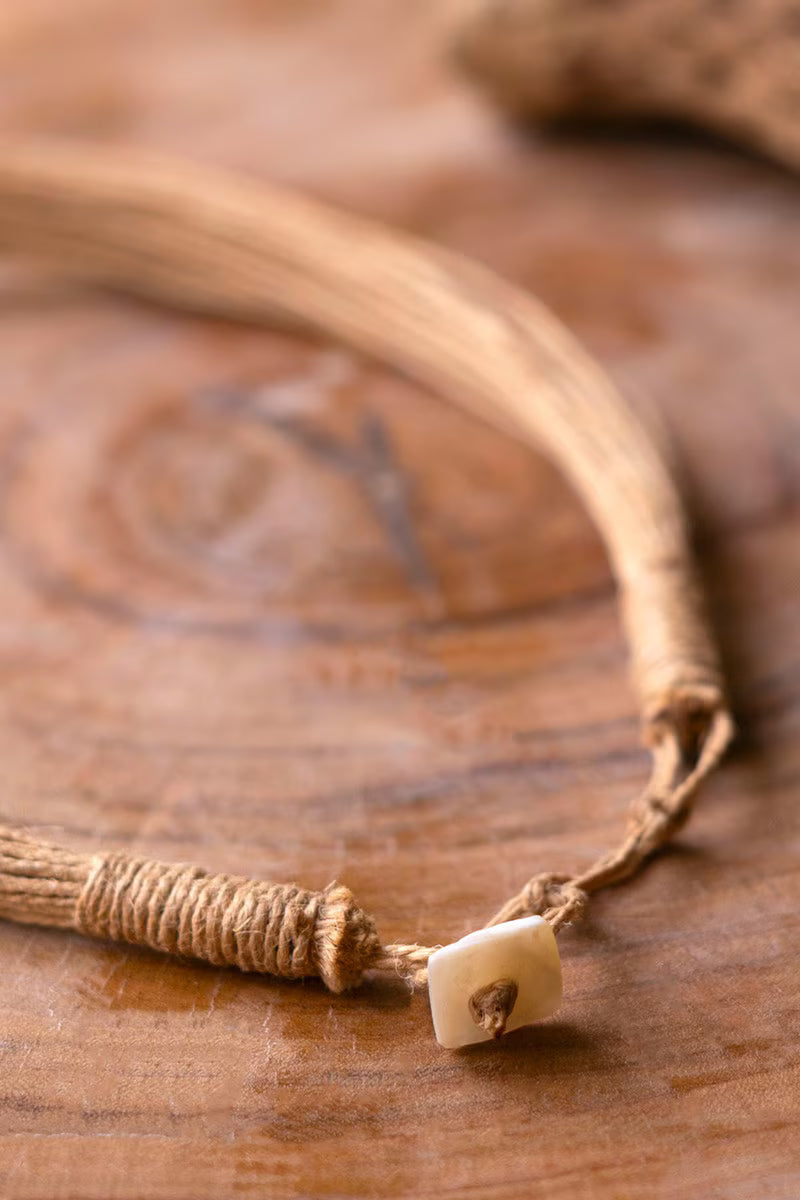 Multi-Layered Natural Jute with Shell Cluster Necklace