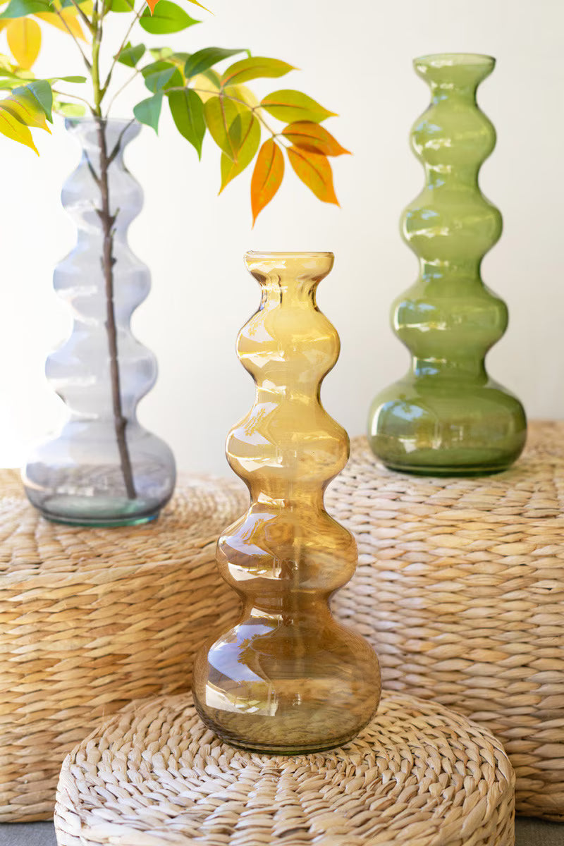 Green Small Glass Bubble Vase