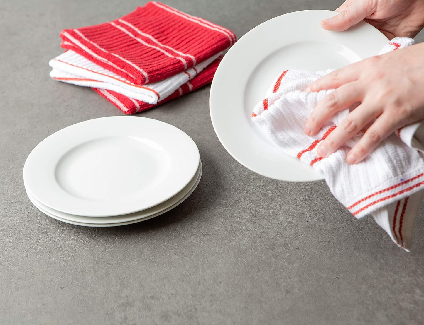 Basic Ribbed Terry Dishcloths , Red