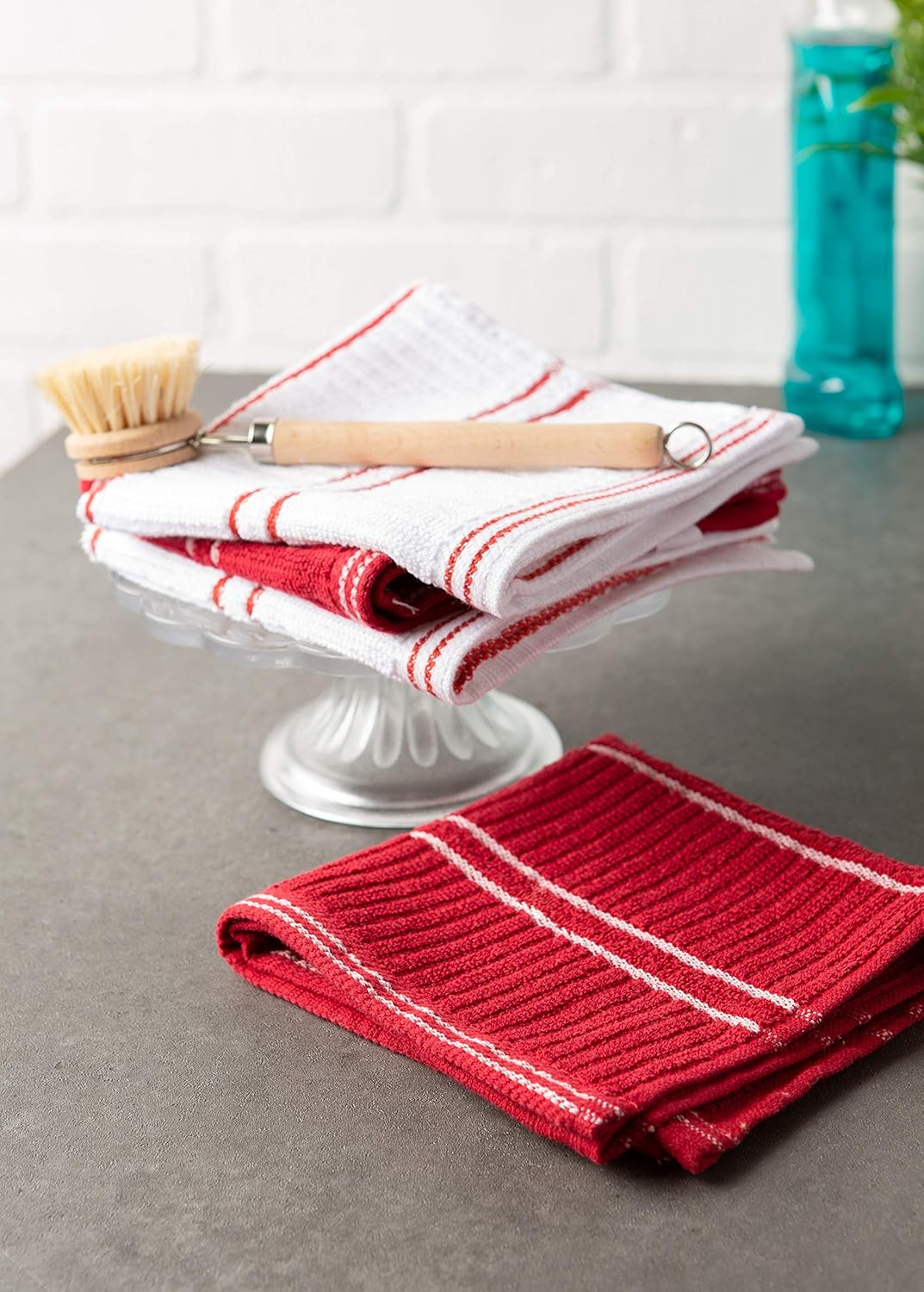 Basic Ribbed Terry Dishcloths , Red
