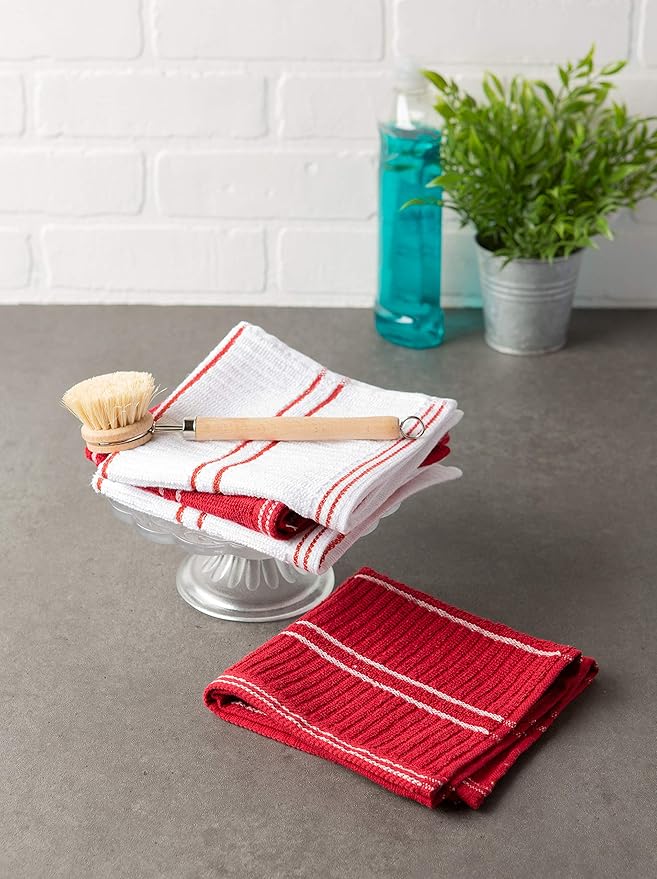 Basic Ribbed Terry Dishcloths , Red