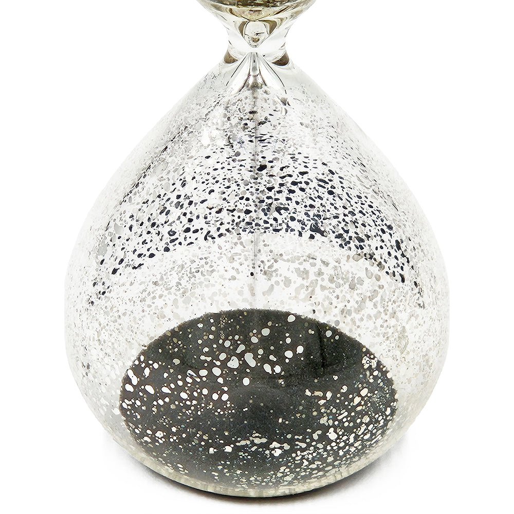 2x8" Peleus 30-Minute Silvered Hourglass, Black Sand
