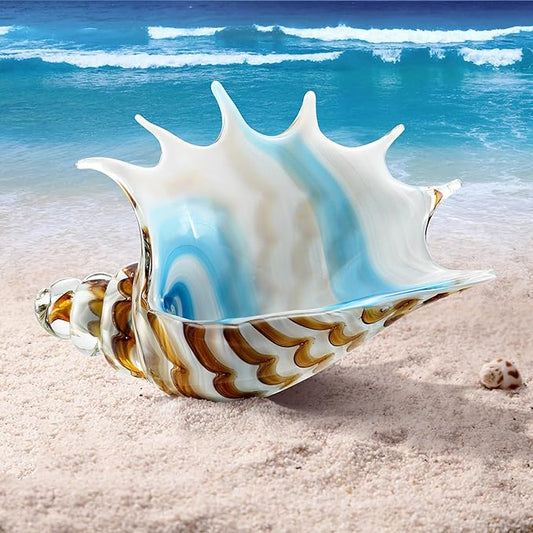 Art Glass Striped Conch Shell
