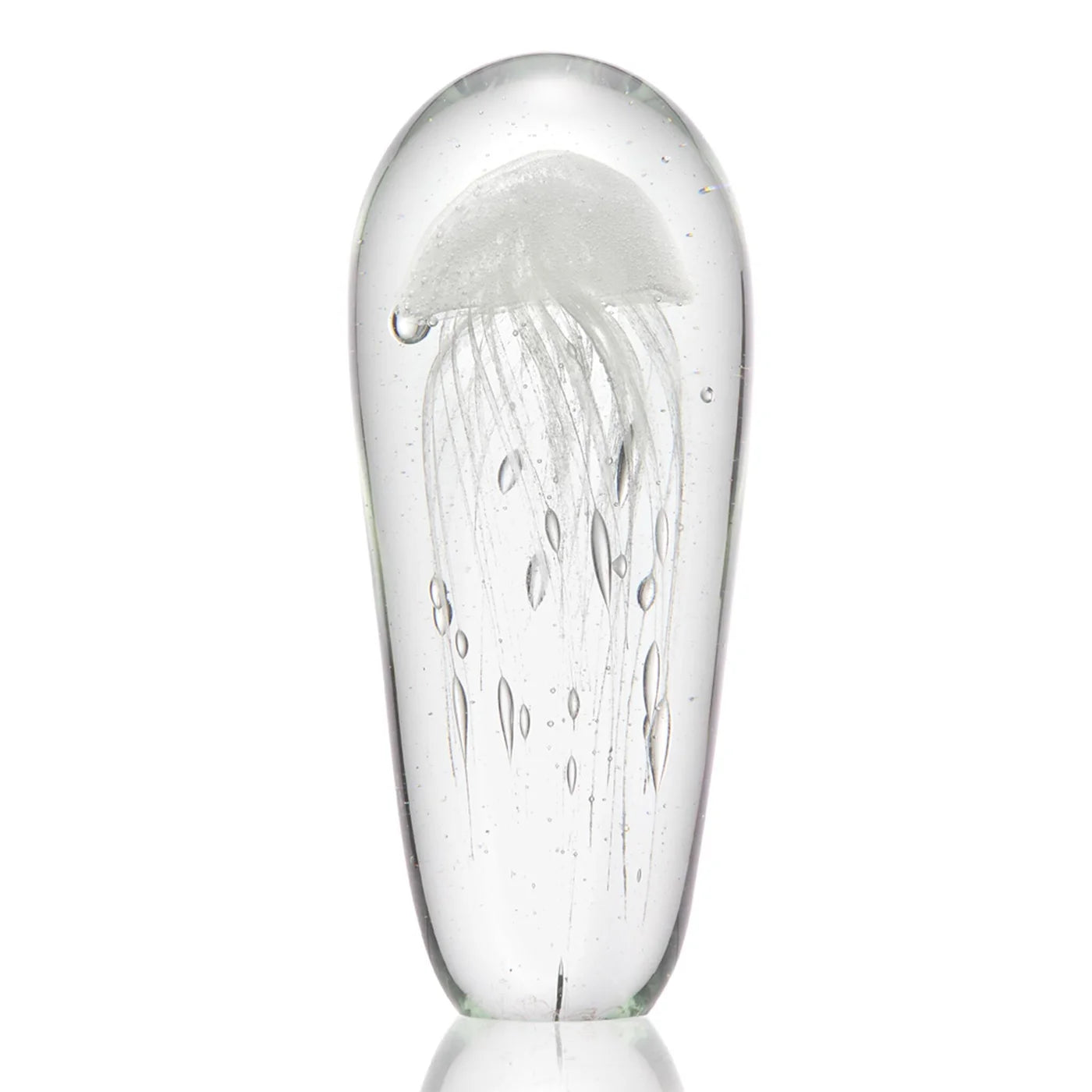 Art Glass White Jellyfish 12 Inch Glow in the Dark