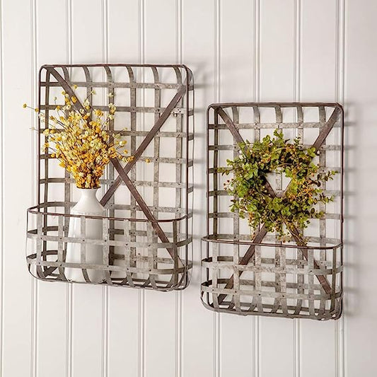 Set of Two Metal Tobacco Wall Pockets