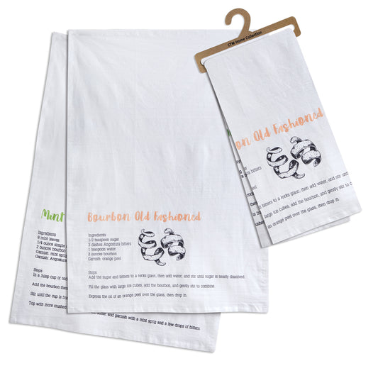 Set of Two Cocktail Recipes Tea Towels
