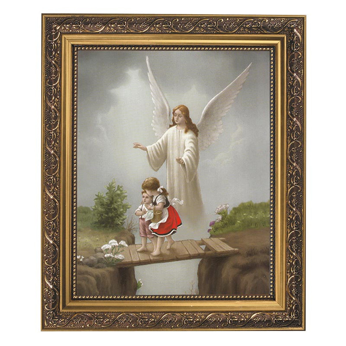 Guardian Angel Gold Tone Framed Print