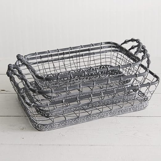 Set of Three Rectangular Wire Baskets