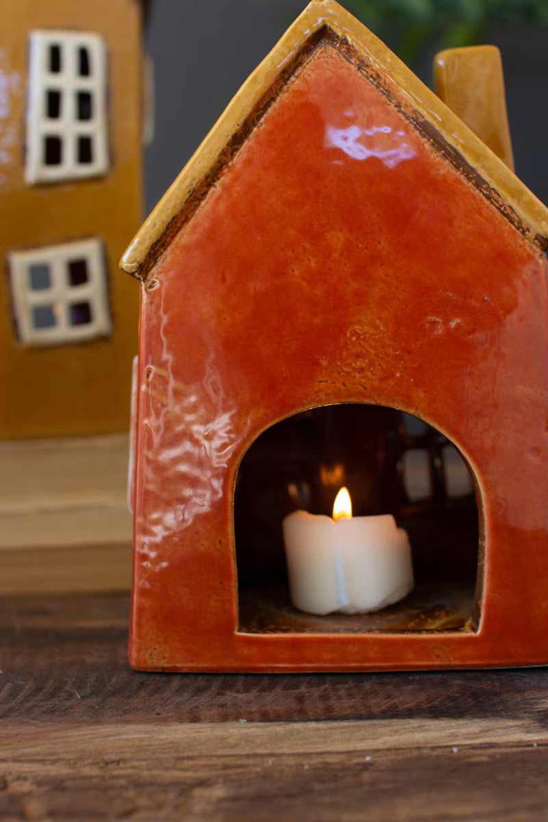 Set of 3 Wonky Ceramic House Luminaries