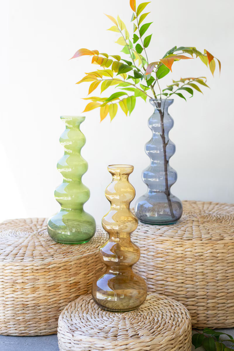 Green Small Glass Bubble Vase
